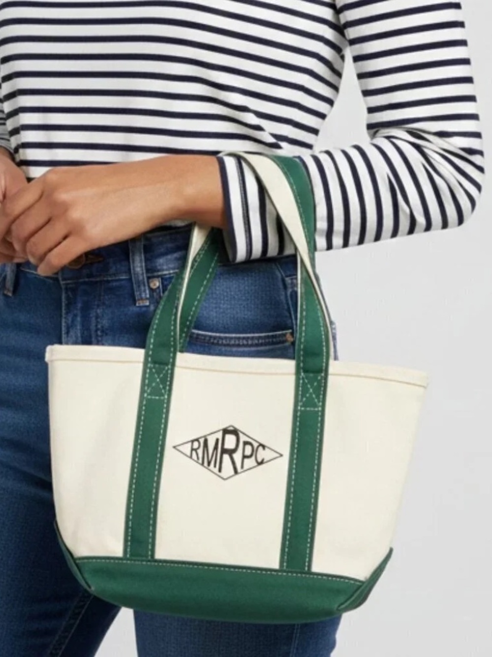 Vintage L.L.Bean Boat & Tote Small Canvas Bag Made in USA Forest Green Preppy